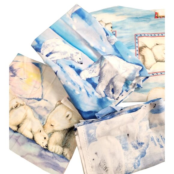 Polar Bear-Themed Cotton Fabric Quilt Squares Panel Bundle - Picture 1 of 16